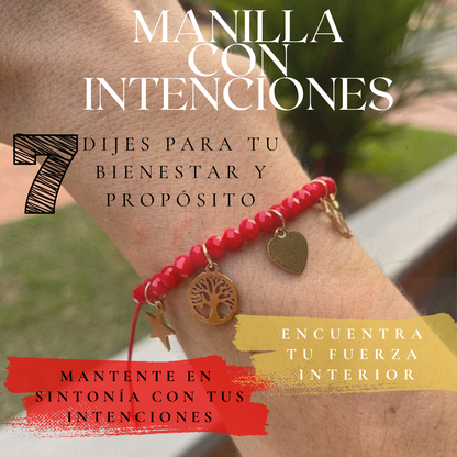 Manilla con Intenciones – 7 Dijes para tu Bienestar y Propósito ⭐🌲❤🗝